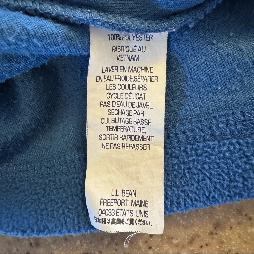 L.L. Bean Sweatshirt Mens Large Blue Pullover Fleece 1/4 Zip Outdoor Sweater - Picture 5 of 5
